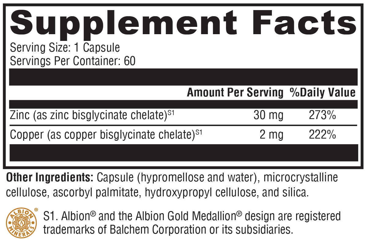 Zinc + Copper 60 Capsules — Dr. Jay Wrigley Functional Medicine
